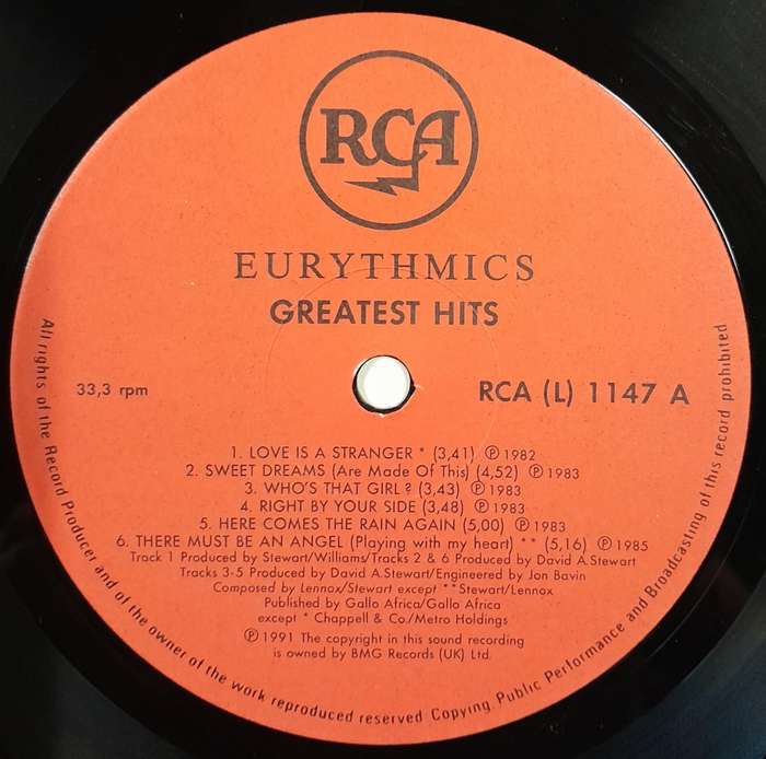 Eurythmics - Greatest Hits LP
