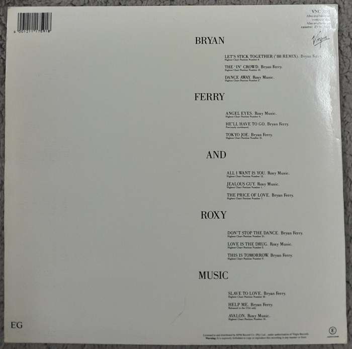 Bryan Ferry - The Ultimate Collection LP (with Roxy Music)