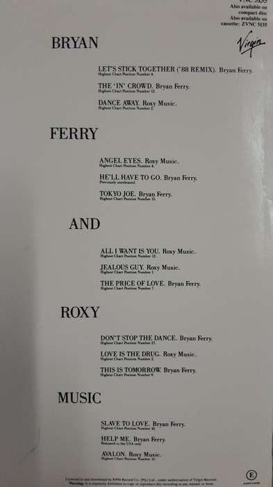 Bryan Ferry - The Ultimate Collection LP (with Roxy Music)