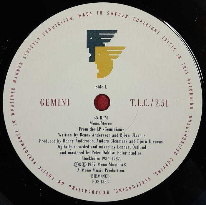Gemini - T.L.C. 7" Single (ABBA, Bjorn, Benny)