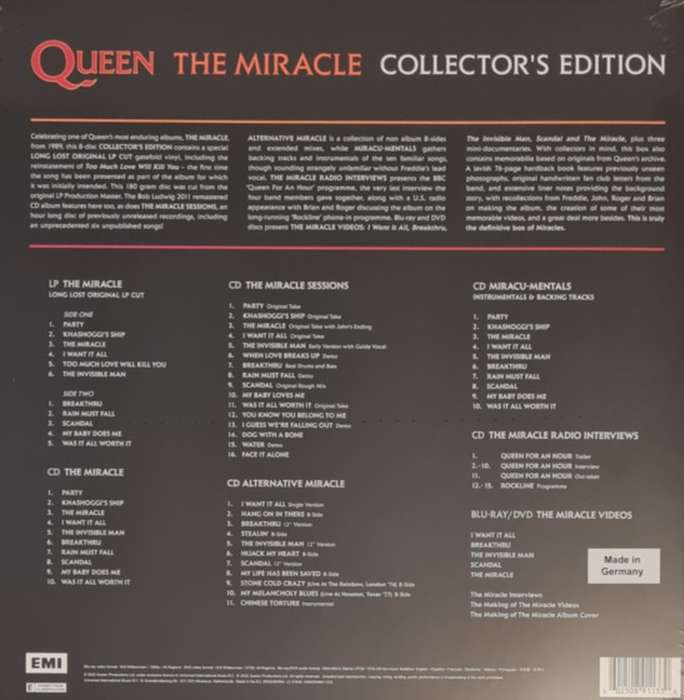 Queen - The Miracle Super Deluxe Box Set (1 LP, 5Cd, DVD, BLU-RAY, Posters, Book and more)