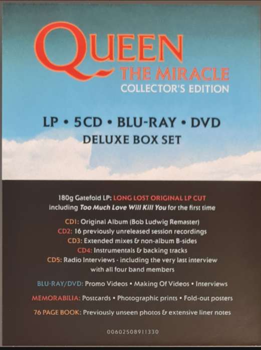 Queen - The Miracle Super Deluxe Box Set (1 LP, 5Cd, DVD, BLU-RAY, Posters, Book and more)