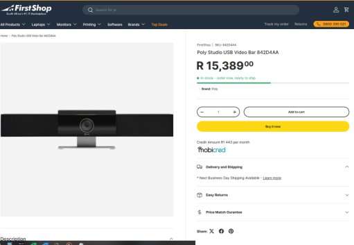 Polycom Studio Premium Video Conference Bar (Retail R15 389)