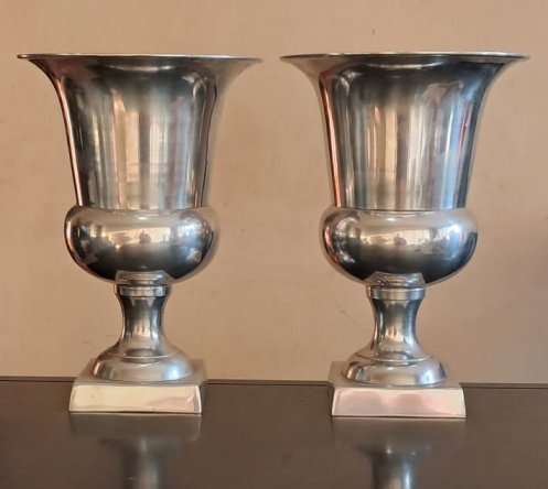Pair of Large Aluminum Urns in the Style of Arthur Court