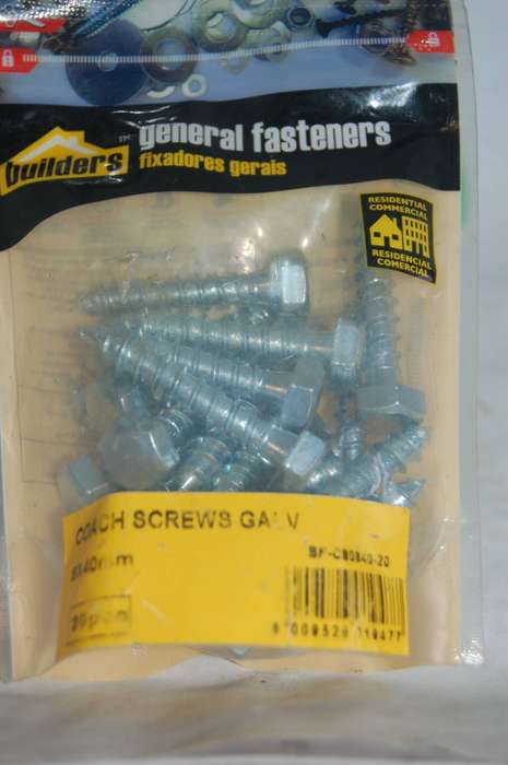COACH SCREWS (8MM X 40MM) QTY 20