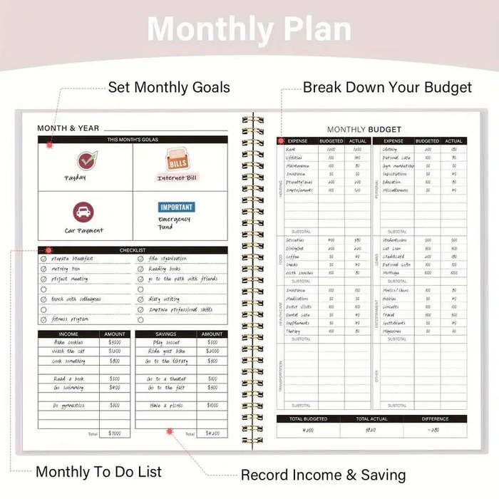 A5 Budget Planner  Undated Monthly Finance Organizer + FREE INSPIRATION STICKERS
