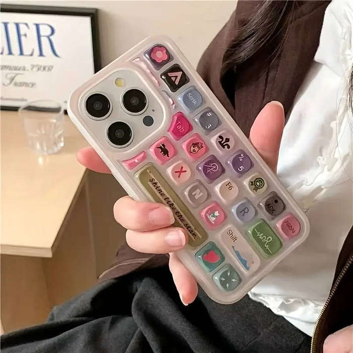 Stylish Shockproof Full-Body iPhone 16 Case featuring Silicone Cute Keyboard  + 3 FREE Screen Guard