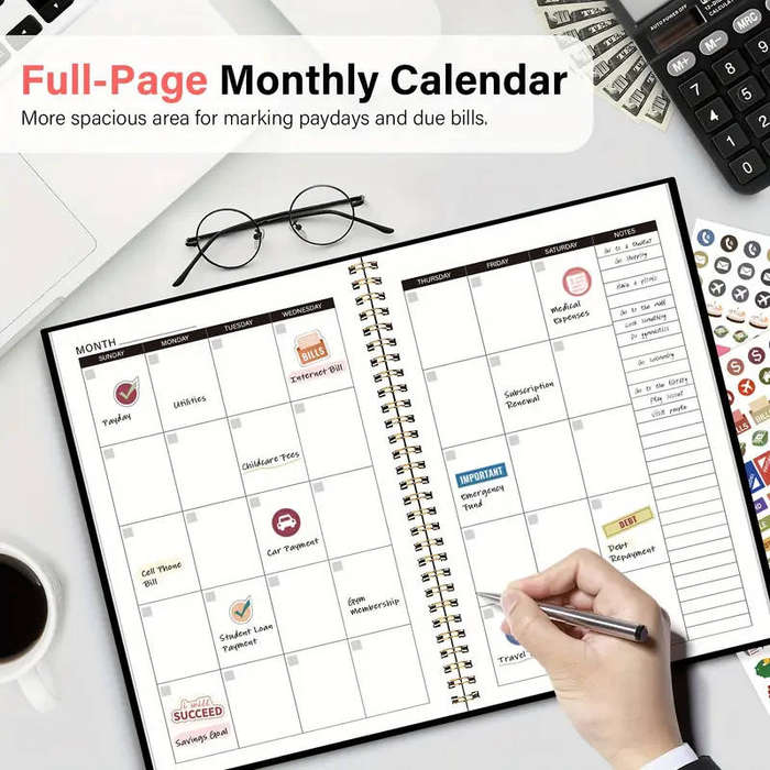 A5 Budget Planner  Undated Monthly Finance Organizer + FREE INSPIRATION STICKERS