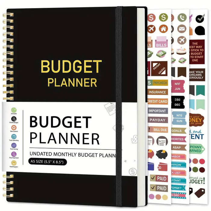 A5 Budget Planner  Undated Monthly Finance Organizer + FREE INSPIRATION STICKERS