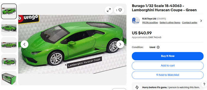 Bburago Lamborghini Huracan Coupe | Scale: 1/32 | Die Cast Metal | Green | Brand New & Sealed