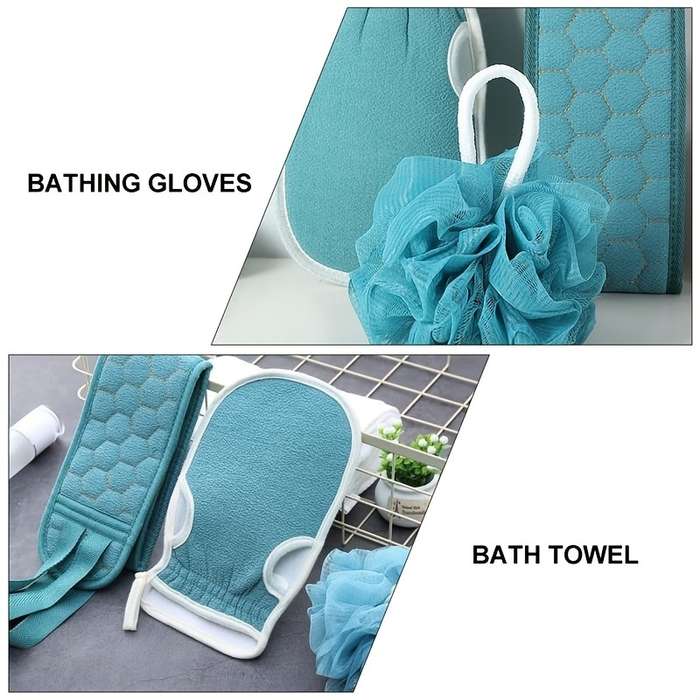 3 Pieces Exfoliating Bath Towel Set Body Cleansing Towel Soft Bath Glove
