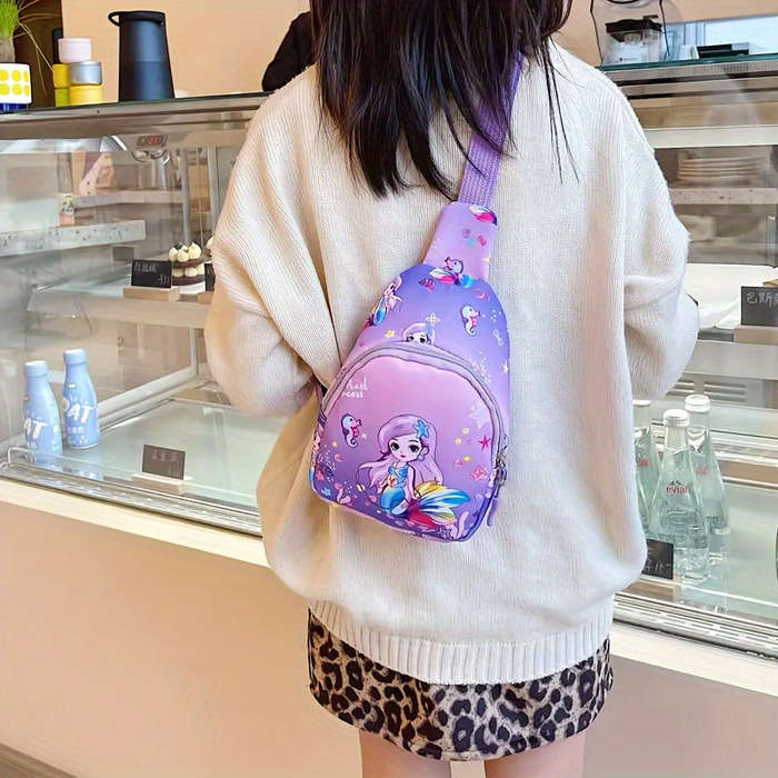 1pcs Girls Mermaid Cartoon Chest Bag Small Nylon Chest Bag