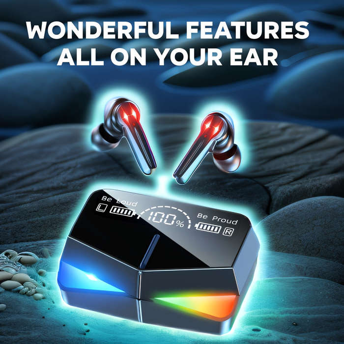 Tws Low Latency Gaming Earbuds HiFi Stereo, LED Charging Box, Touch Volume Control High Fidelity Wir