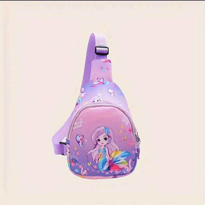 1pcs Girls Mermaid Cartoon Chest Bag Small Nylon Chest Bag