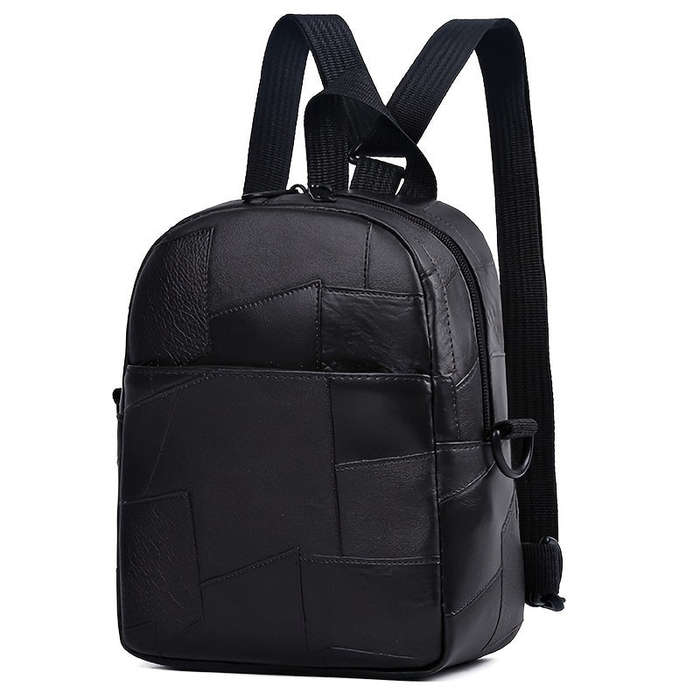 Black Faux Leather Backpack