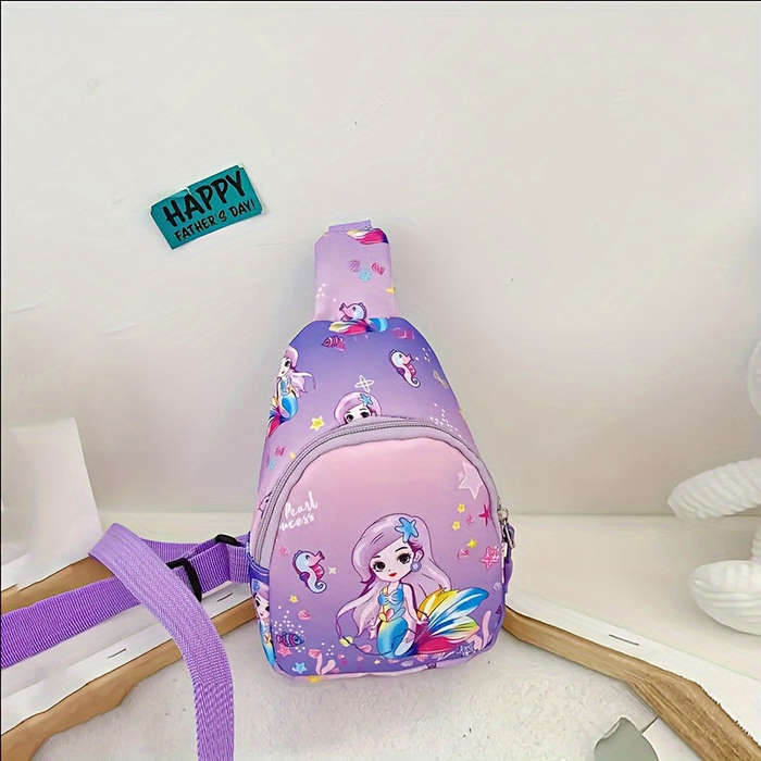1pcs Girls Mermaid Cartoon Chest Bag Small Nylon Chest Bag