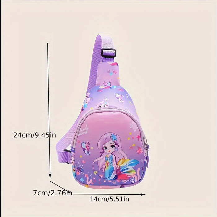 1pcs Girls Mermaid Cartoon Chest Bag Small Nylon Chest Bag