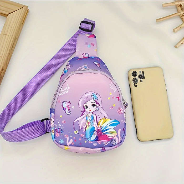 1pcs Girls Mermaid Cartoon Chest Bag Small Nylon Chest Bag