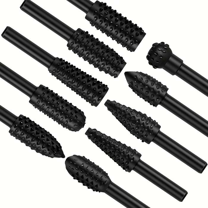 5-Piece Wood Carving Rasp Drill Bit Set 1/4 Inch 6mm Rotary Rasp Drill Bits For Diy Woodworking