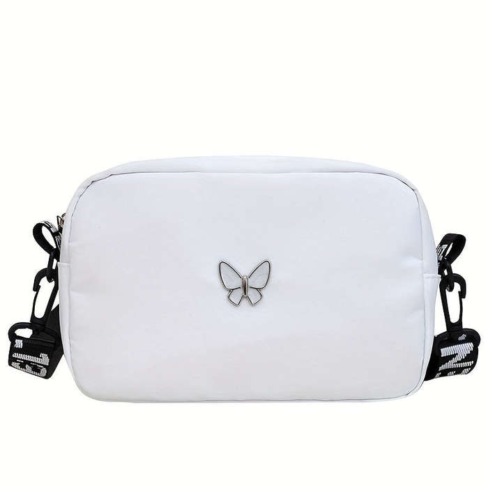 Women's solid nylon shoulder bag lightweight crossbody bag with adjustable shoulder strap and tasse