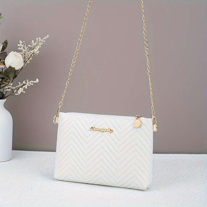 Fashion Striped Women's Clutch with Chain Shoulder Strap Versatile Crossbody Bag