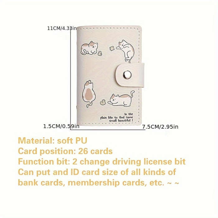 1Pc Cute Cat Cartoon Pattern Card Holder Multi-Slot Card Box Perfect Casual Card Storage Bag