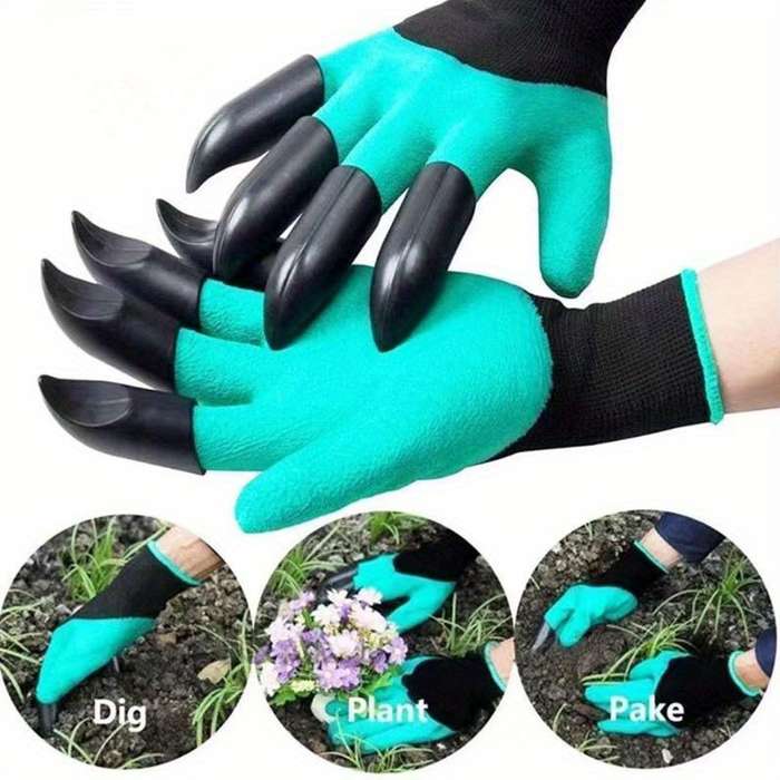 Waterproof Garden Gloves With Claws For Digging And Planting 1 Pair Puncture-Resistant Latex Gard