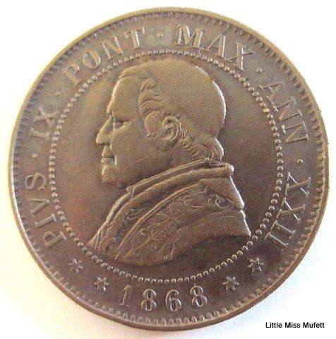 4 Soldi / 20 Centesimi - Pius IX 1868 --Papal states