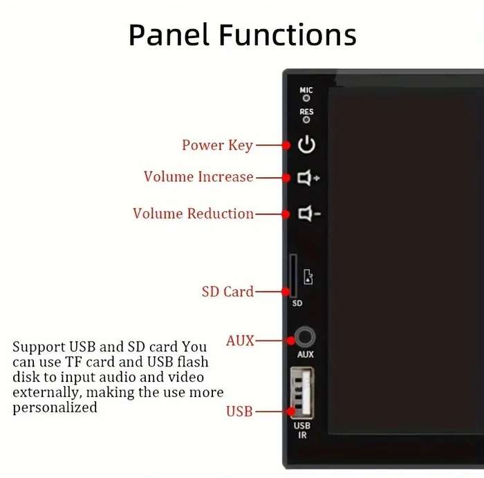 7 Inch HD Touch Screen Car Multimedia Player, Single DIN, Wired CarPlay & Android Auto