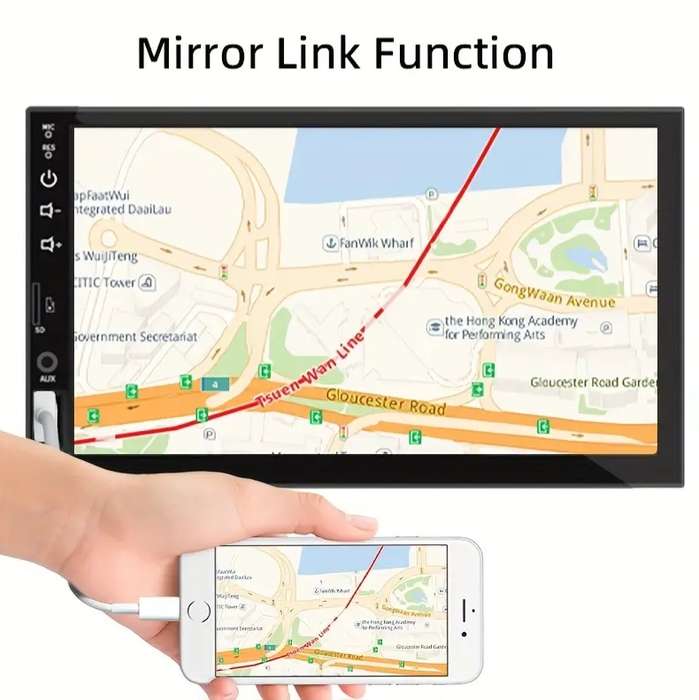7 Inch HD Touch Screen Car Multimedia Player, Single DIN, Wired CarPlay & Android Auto