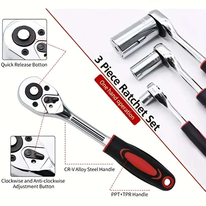 12 pcs wrench set, steel mechanical tool, 1/4 inch drive, two-way manual hand tool combination