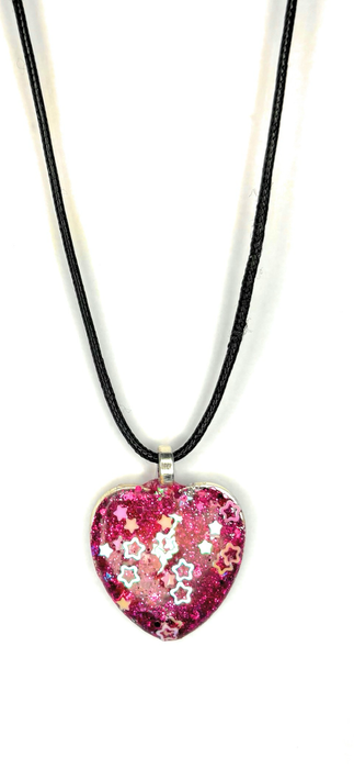 Beautiful resin pendants on a leather necklace