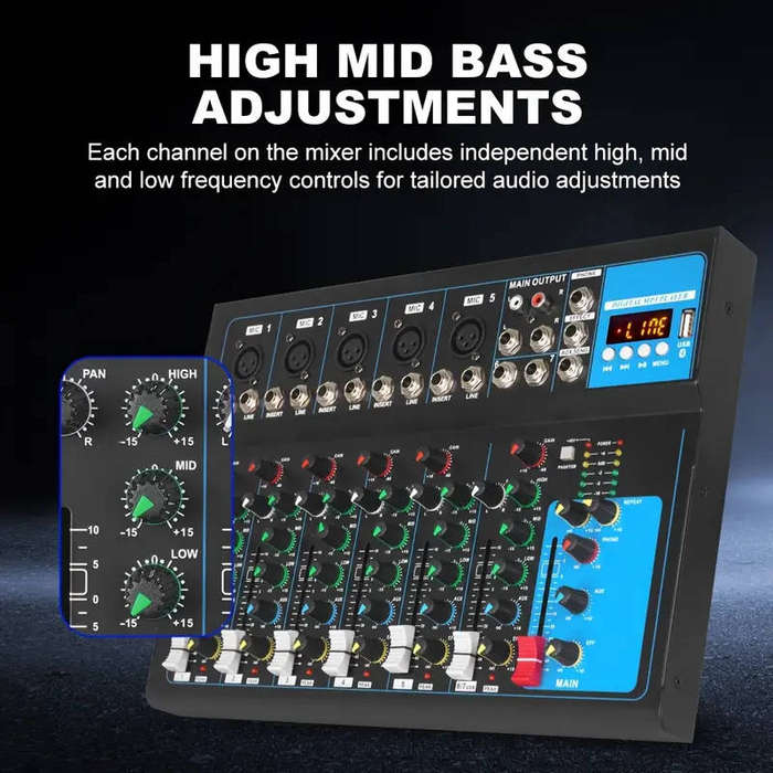 NXG Professional 7-Channel Digital Mixing Console DJ Mixing, Stage Sound System