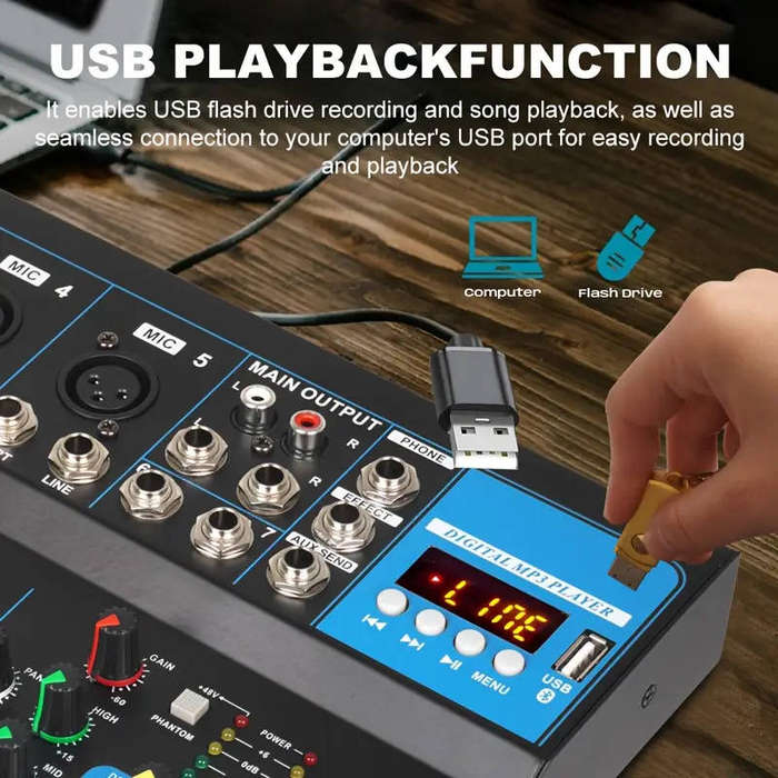 NXG Professional 7-Channel Digital Mixing Console DJ Mixing, Stage Sound System