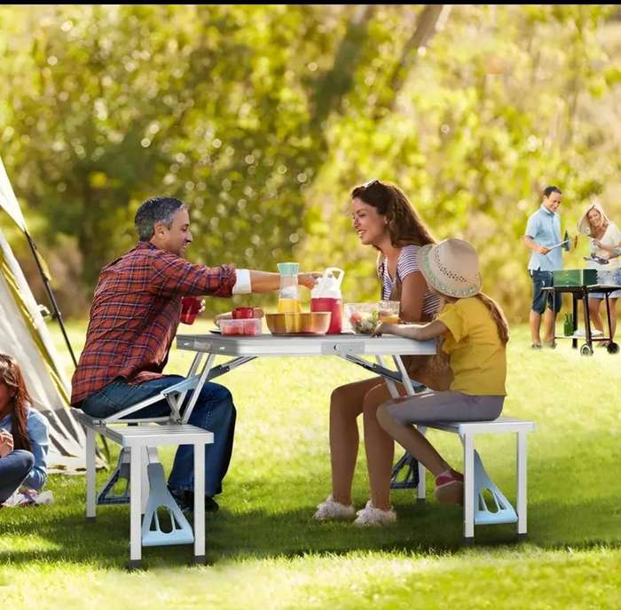 Foldable table and chair