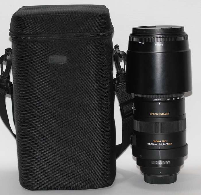 Sigma 150-500mm f/5-6.3 APO DG OS HSM Lens for NIKON Mount  WITH Lens Support Collar Tripod And Bag