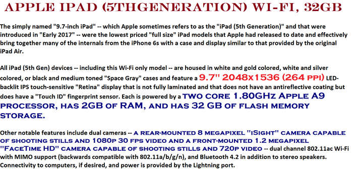 Apple iPad (5thGEneration) Wi-Fi, 32GB - Space Gray