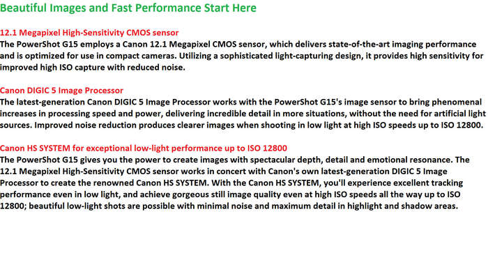 Canon PowerShot G15 12MP Digital Camera with 3-Inch LCD