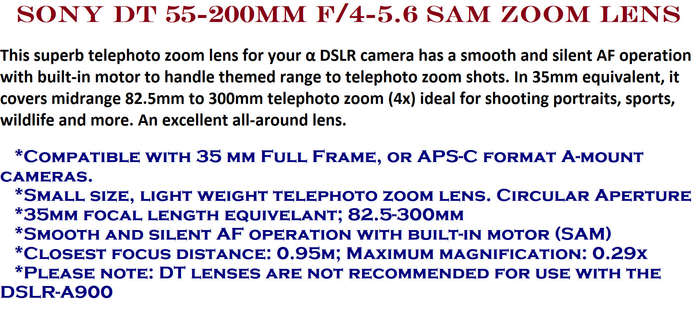 Sony DT 55-200mm f/4-5.6 SAM Zoom Lens
