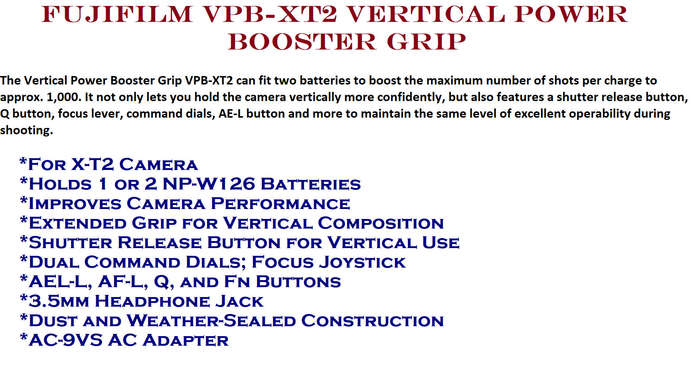 FUJIFILM VPB-XT2 Vertical Power Booster Grip