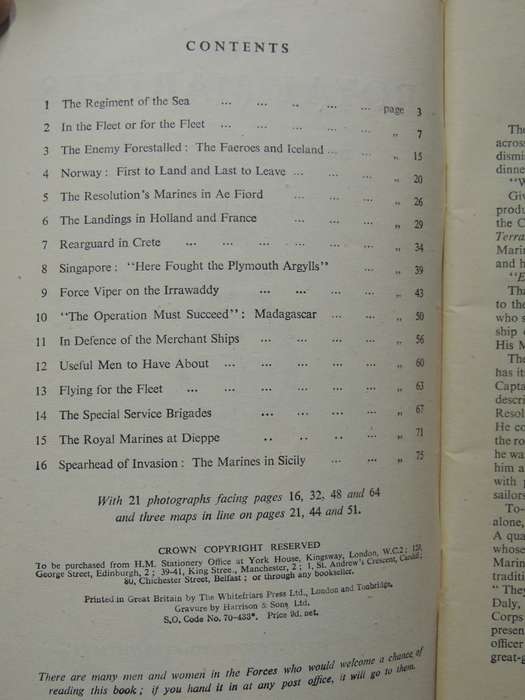 The Royal Marines, The Admirality account of their achievement 1939-43Publ 1944