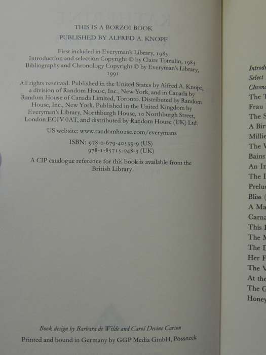 The Garden Party and Other Stories, No 183   - Katherine Mansfield    Everyman's Library