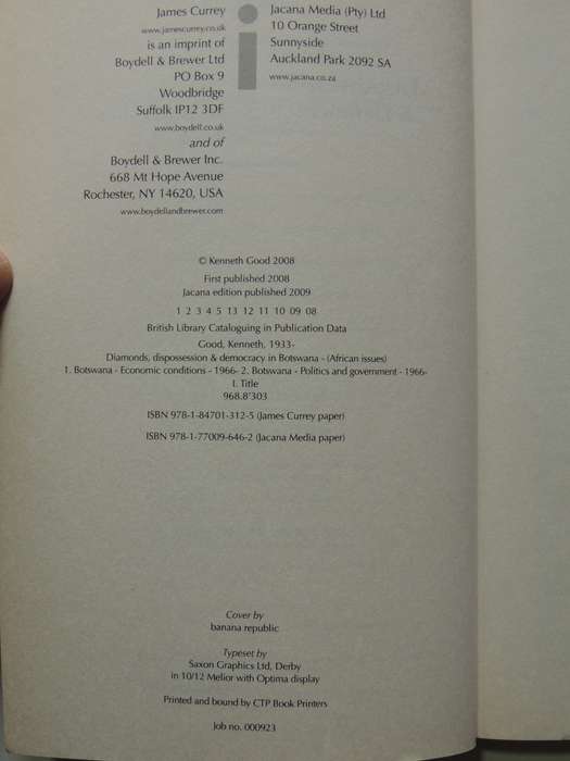Diamonds, Dispossession And Democracy In Botswana - Kenneth Good