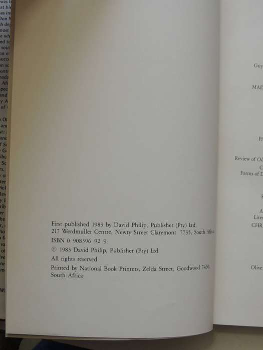 Oliver Schreiner And After: Essays On Southern African Literature In Honour Of Guy Butler - M v Wyk
