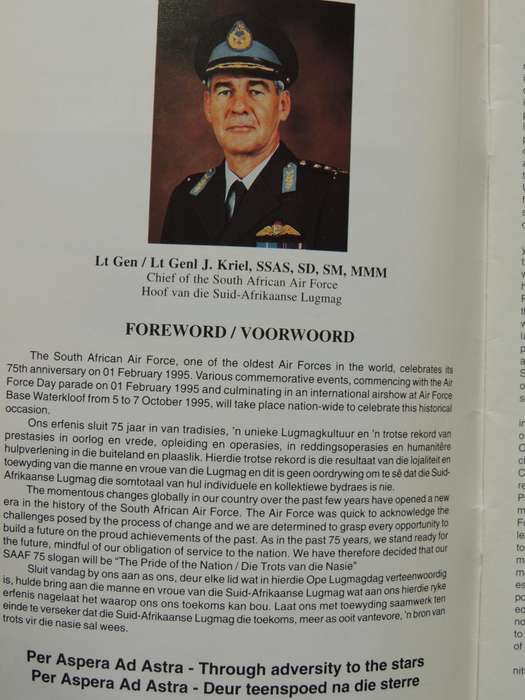 South African Air Force / Suid-Afrikaanse Lugmag 75 1920-1995: The Pride Of The Nation | Die Trots