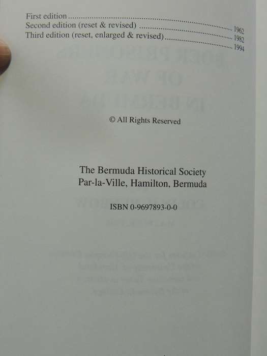Boer Prisoners Of War In Bermuda (3rd Revised Edition) - Colin Benbow