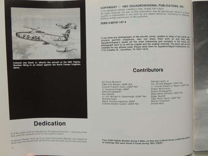 Squadron/Signal Publications Aircraft No. 61 F-84 Thunderjet In ActionLarry Davis, David Menard