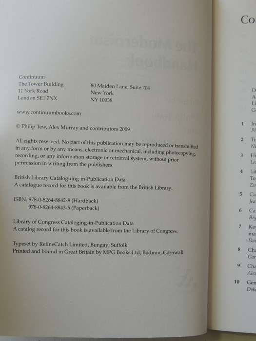 Literature And Culture Handbook: The Modernism Handbook - ed Philip Tew & Alex Murray