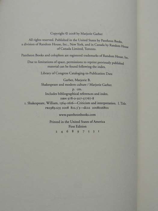 Shakespeare And Modern Culture- Marjorie Garber