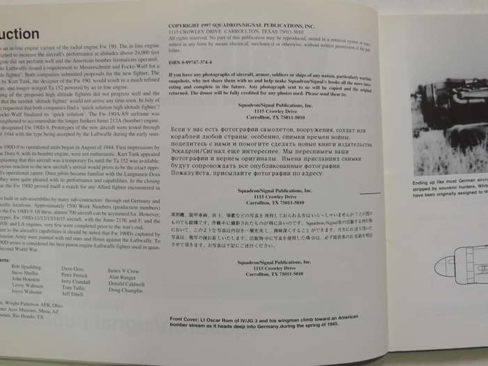 Squadron / Signal Publications Walk Around No. 10: Walk Around FW 190D E. Brown Ryle & Malcolm Laing
